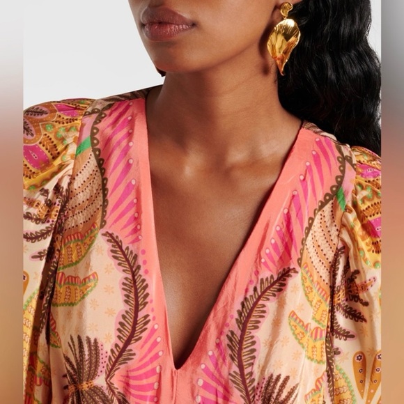 FARM Rio Sand Palms Scarf Maxi Dress Medium - Picture 3 of 16